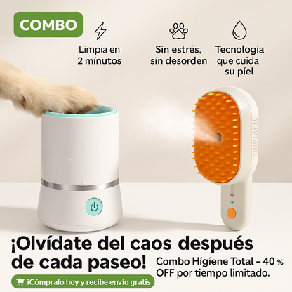 COMBO: LIMPIDOR DE PATAS + CEPILLO QUITA PELO VAPOR