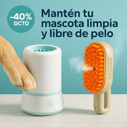 COMBO: LIMPIDOR DE PATAS + CEPILLO QUITA PELO VAPOR