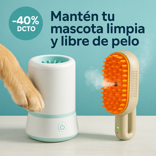 COMBO: LIMPIDOR DE PATAS + CEPILLO QUITA PELO VAPOR